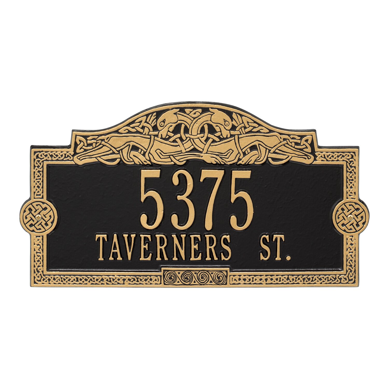 Custom Celtic Dragon Address Plaque - 17”W x 9”H Personalized House Sign (2 Lines) - Perfect for Home Entrance, Garden Decor & Unique Gift Idea