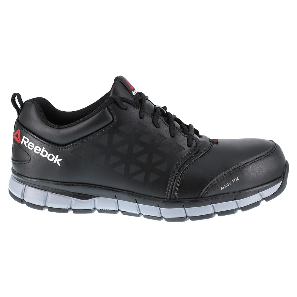 Reebok Men's RB4049 Sublite Cushion Safety Work Shoes with Alloy Toe - Black | Lightweight & Comfortable for Construction, Warehouse & Industrial Work