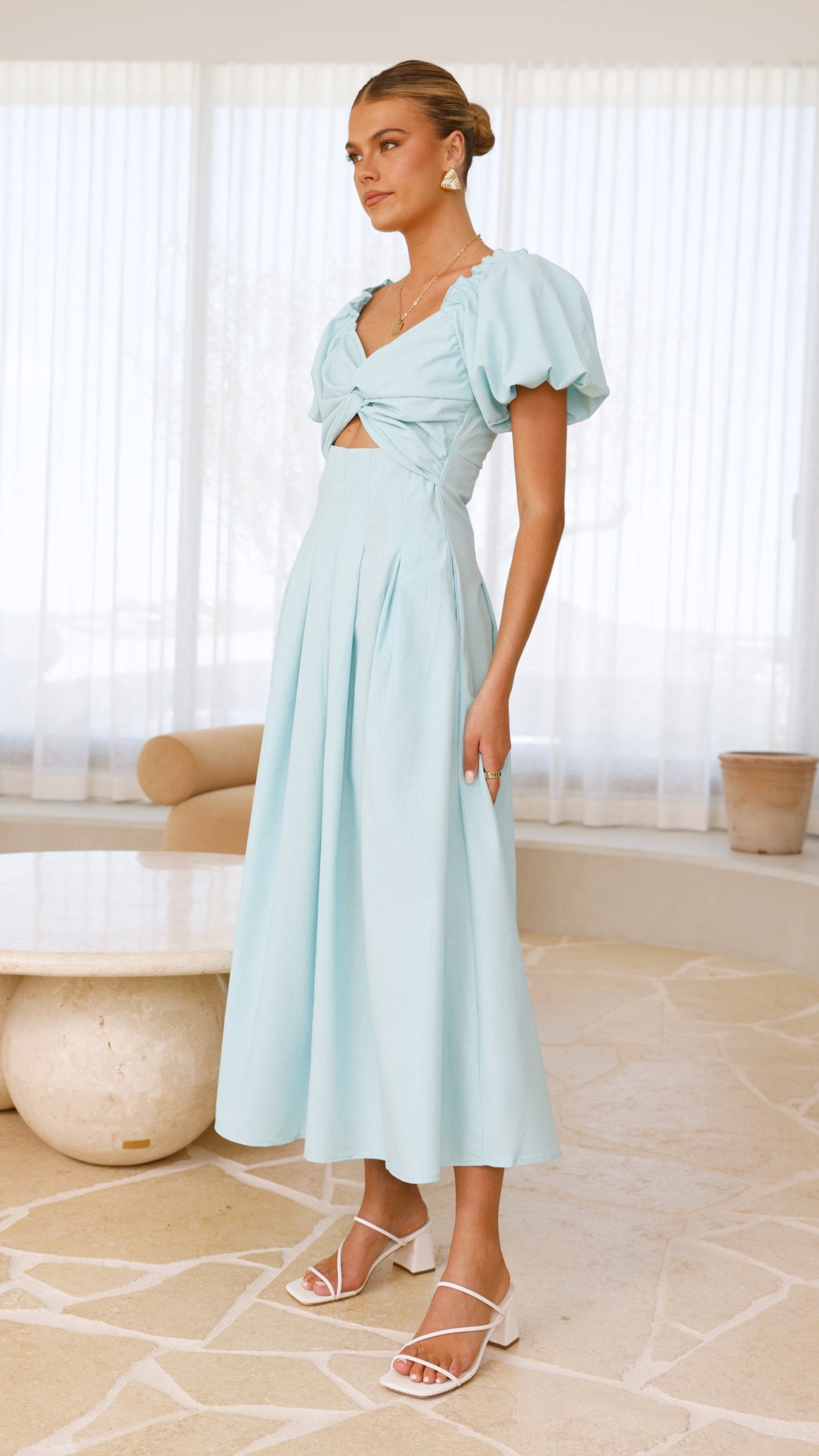 Christina Maxi Dress in Aqua - Elegant Flowy Summer Beach Dress for Women | Perfect for Vacations, Weddings & Outdoor Events