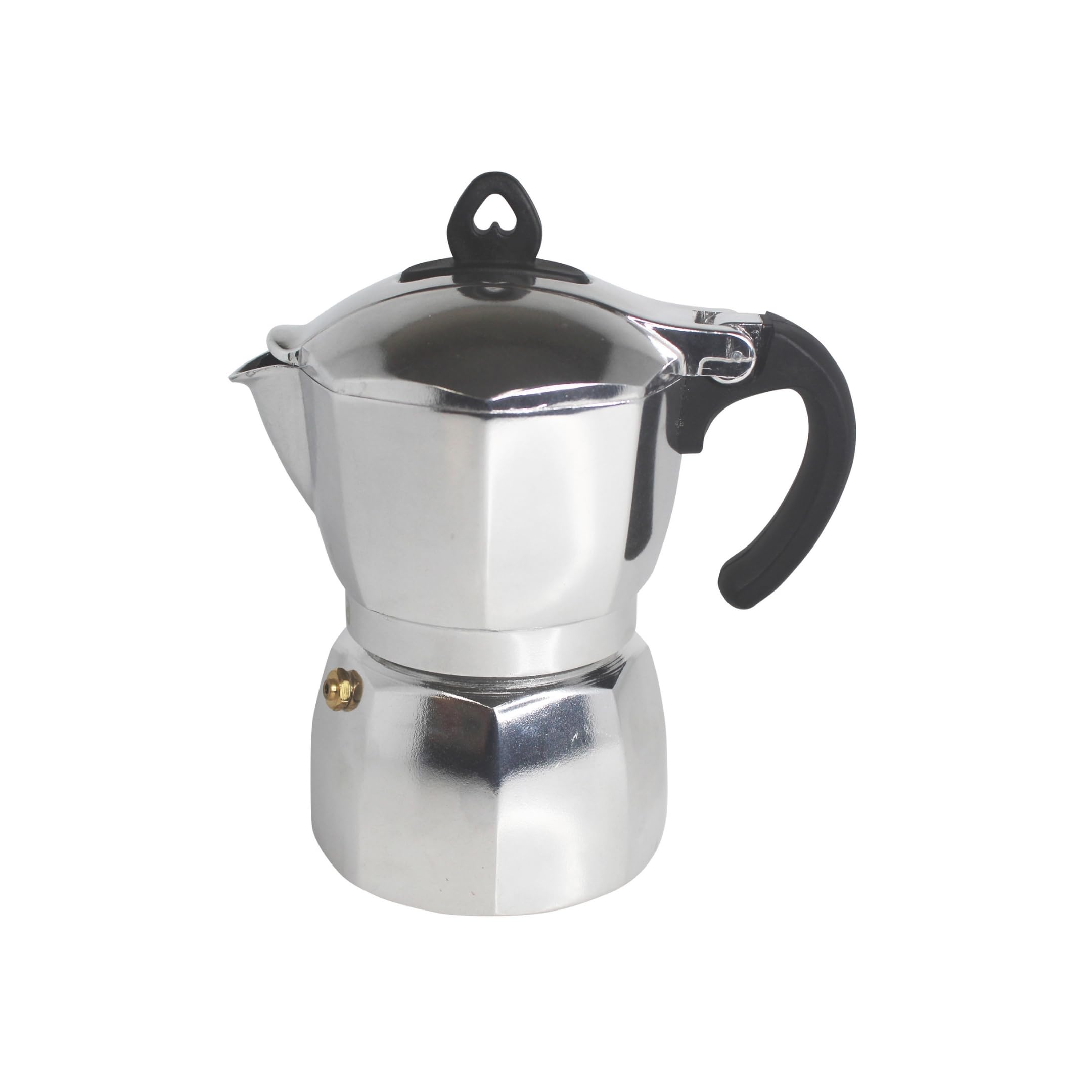 Imusa 3 Cup Stovetop Espresso Maker with Heart Shaped Knob - Silver Italian Coffee Maker for Home & Office - Perfect for Espresso, Cappuccino & Latte
