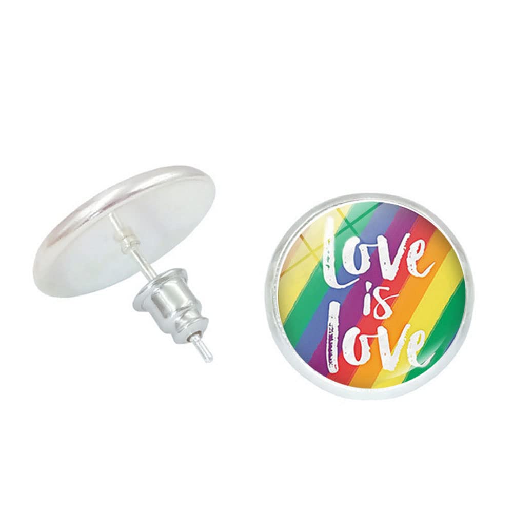 Gay Pride Rainbow Stud Earrings for Teens - Stylish Glass Circle Earrings, Perfect Birthday Gift for Best Friends, LGBTQ+ Pride Accessories for Everyday Wear & Special Occasions