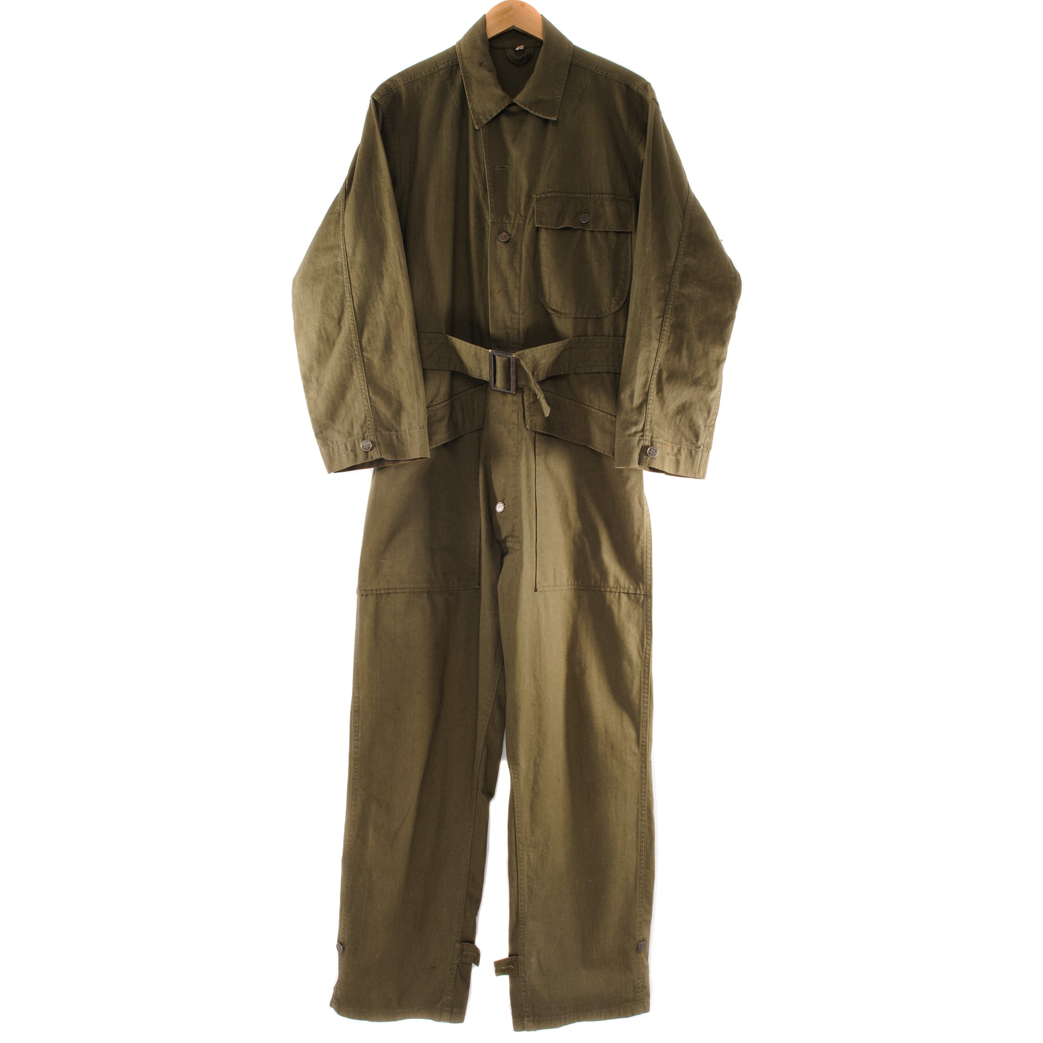 Vintage US Army HBT Coverall OD Green Suit 1948 - Small Size | Military Uniform for Reenactment, Cosplay & Outdoor Work