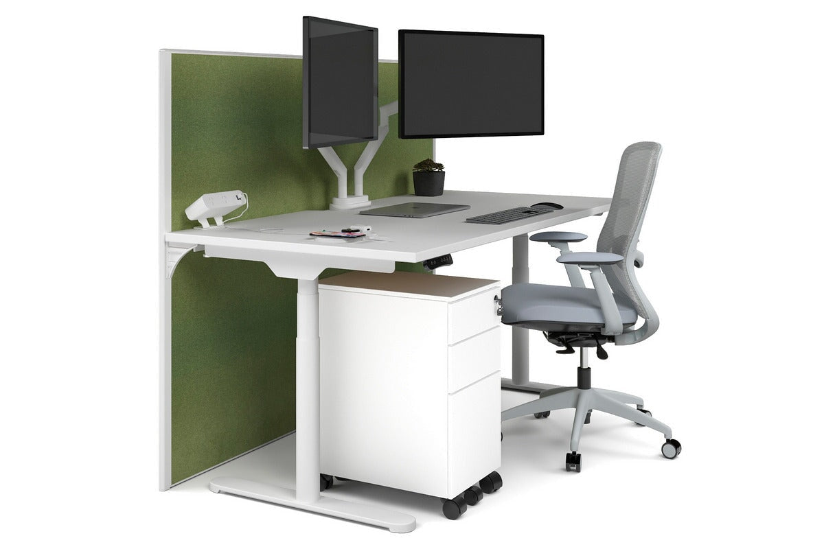Flexi Premium Height Adjustable Single Workstation Desk - 1600L x 800W with Cable Management Scallop | Ergonomic Standing Desk for Home Office & Workspace