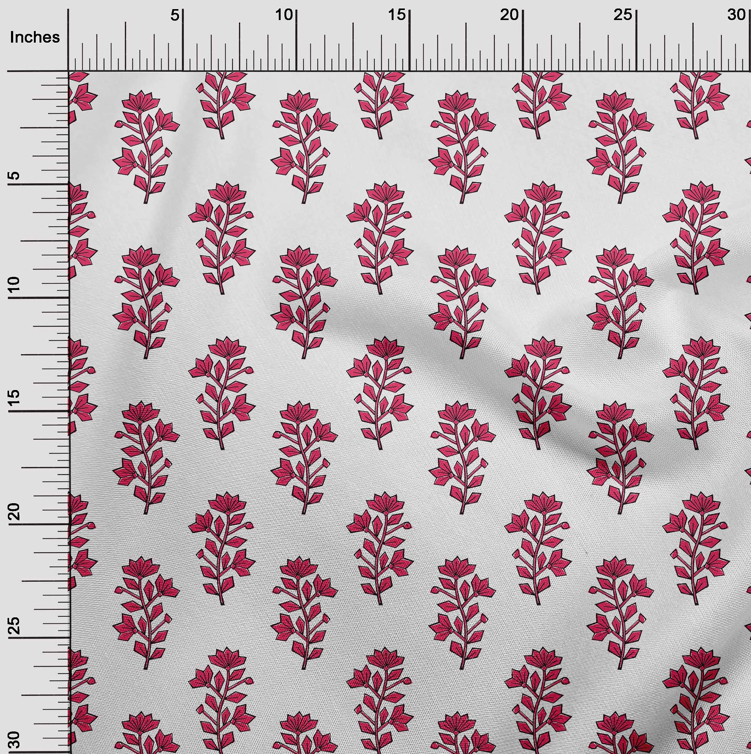 oneOone Viscose Chiffon Magenta Fabric Block Print Dress Material - 42 Inch Wide by The Yard (VR) | Perfect for DIY Dresses, Scarves & Home Decor Projects
