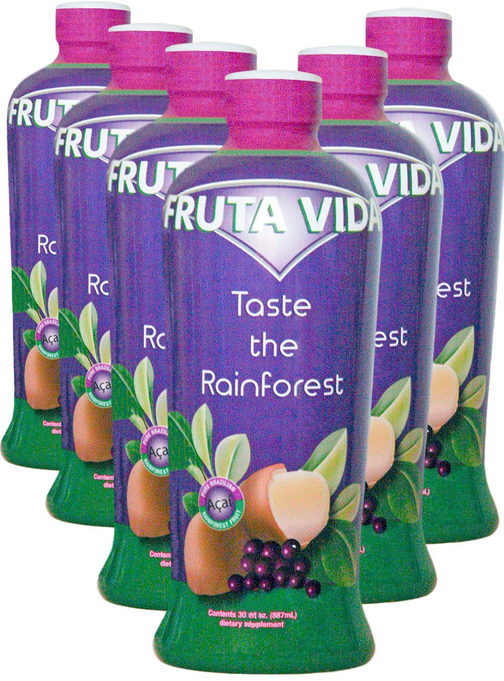6-30 Oz Bottles - Fruta Vida Superfruit Juice (Acai, Yerba Mate, Cupuacu) by Pro Image International | Antioxidant-Rich Energy Drink for Workouts & Healthy Lifestyle