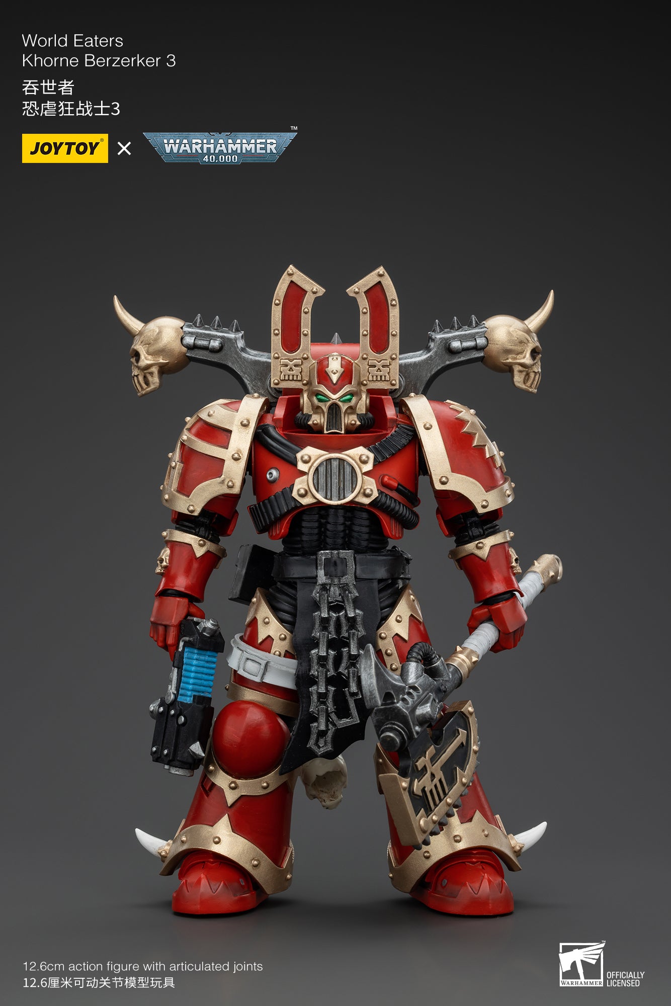 JOYTOY 1/18 Scale Warhammer 40K World Eaters Khorne Berzerker Action Figure - Collectible Miniature for Tabletop Gaming & Display