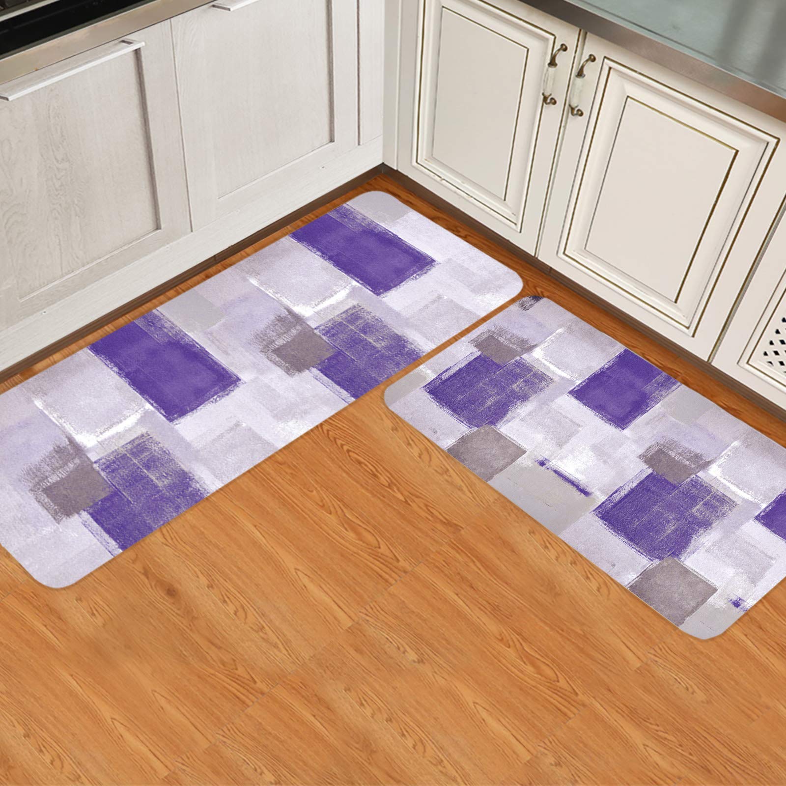 ARTSHOWING Modern Abstract Non-Slip Kitchen Rugs Set of 2 - Durable Floor Mats for Sink, Laundry & Office (23.6x35.4