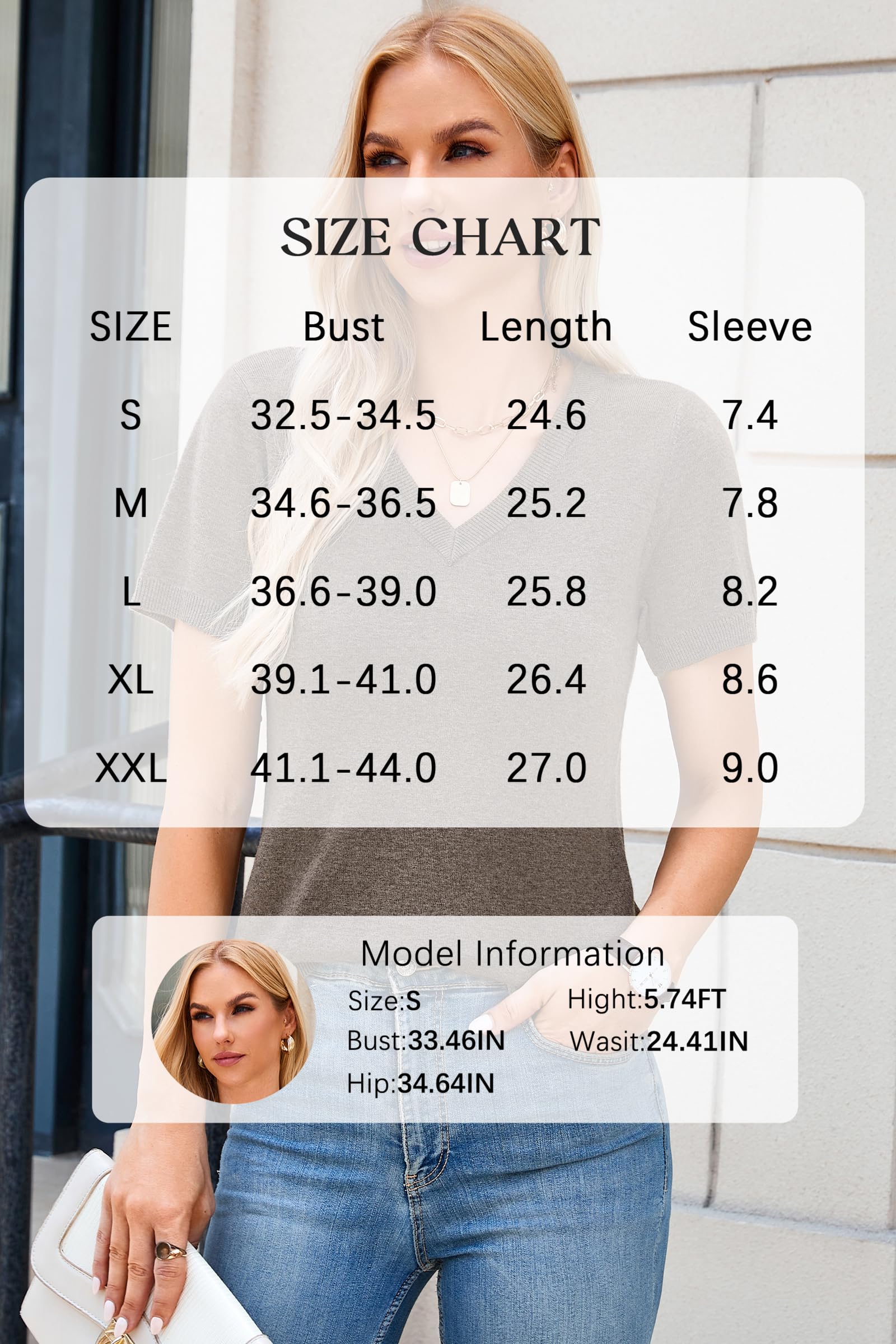 Arach&Cloz 2025 Women's Soft Wool Blend V-Neck Short Sleeve Sweater - Spring Fashion Pullover Top for Business Casual & Office Outfits | Perfect for Work, Dates & Weekend Wear