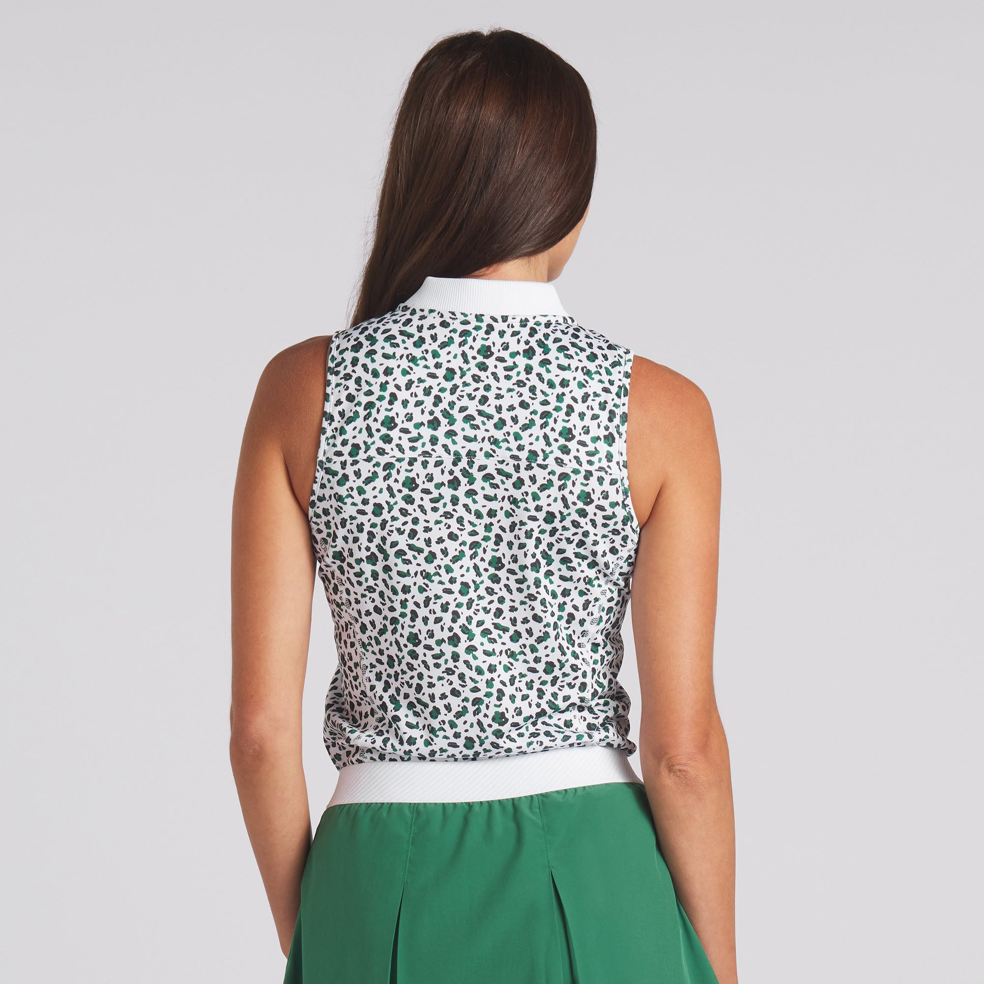 Women's Leopard Print Pique Sleeveless Golf Polo Shirt - Breathable Moisture-Wicking Athletic Top for Golf, Tennis & Summer Outdoor Sports
