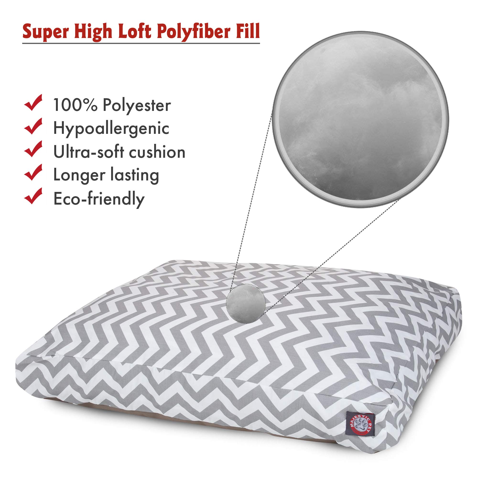 Majestic Pet Chevron Rectangle Washable Dog Bed – Non-Slip Comfortable Crate Bed with Removable Cover – Large Gray Polyester Fiber Kennel Bed for Dogs – Perfect for Crates, Bedrooms & Living Rooms