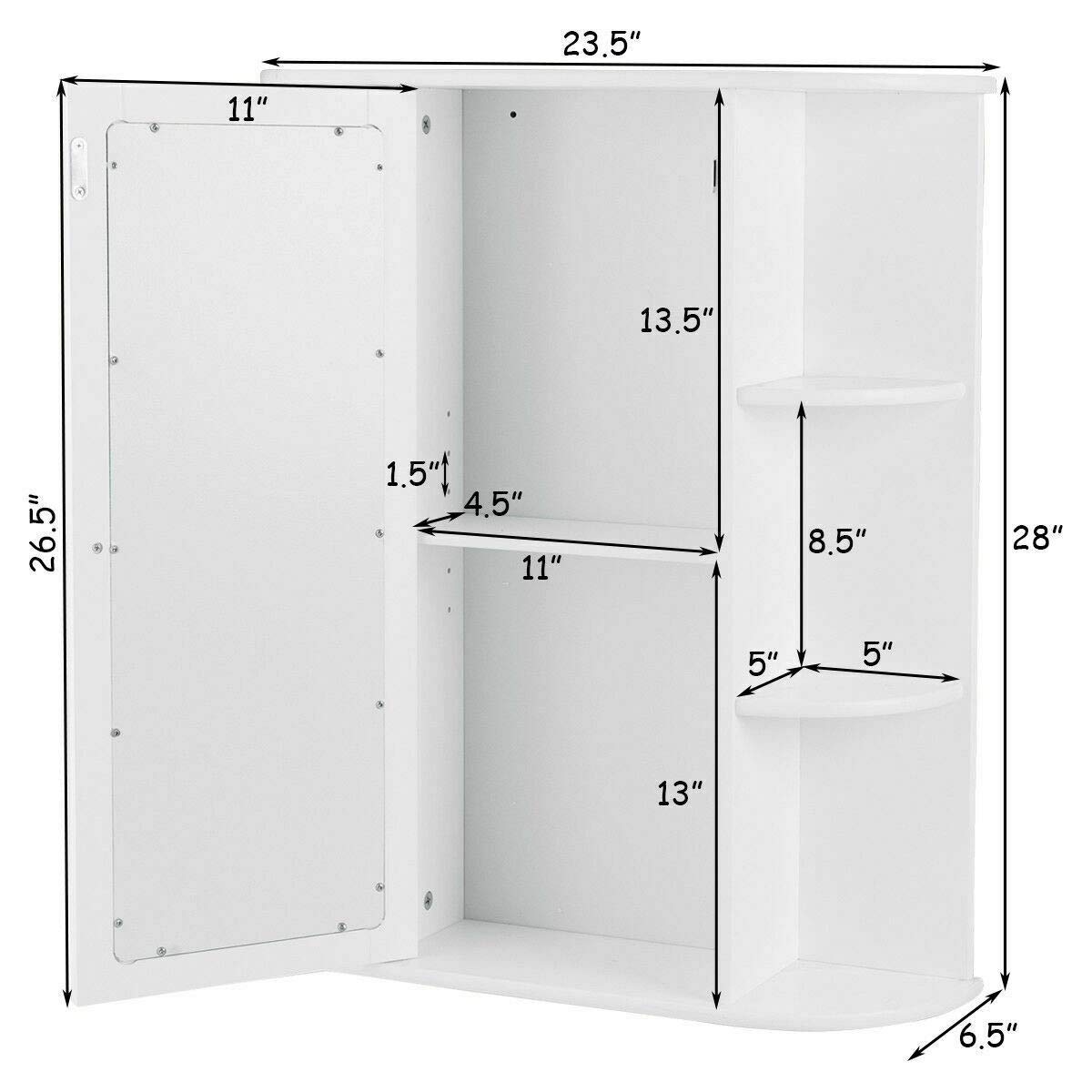 Wall Mount Bathroom Medicine Cabinet with Glass Door - 6.5