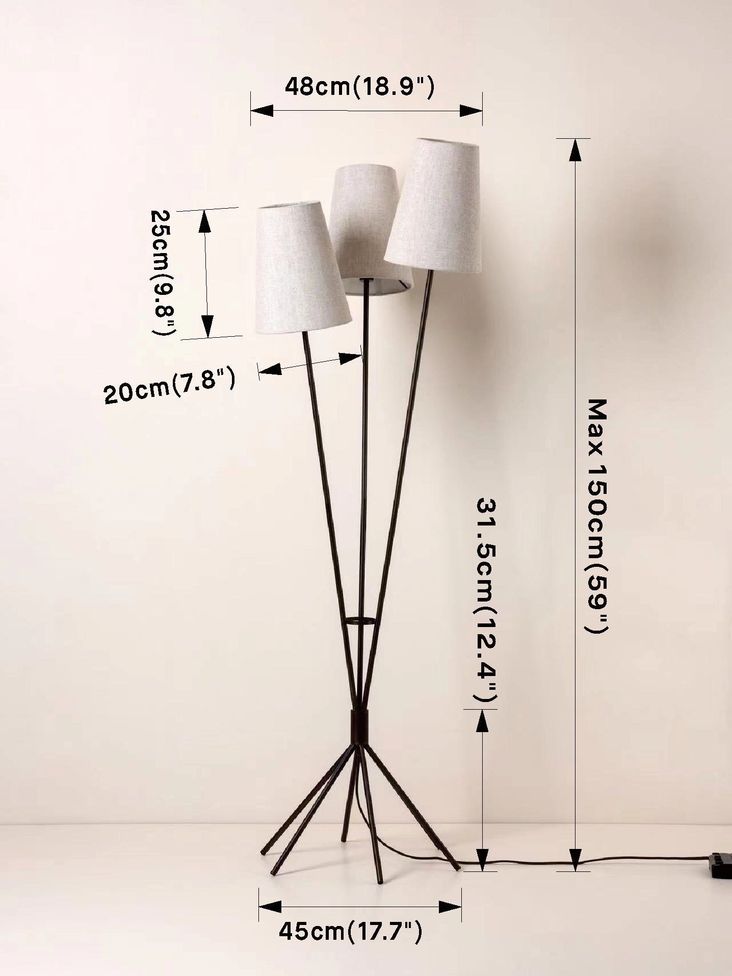 Renwick 3-Light Linen and Bronze Floor Lamp - Modern Living Room Lighting for Home Decor & Bedroom Ambience