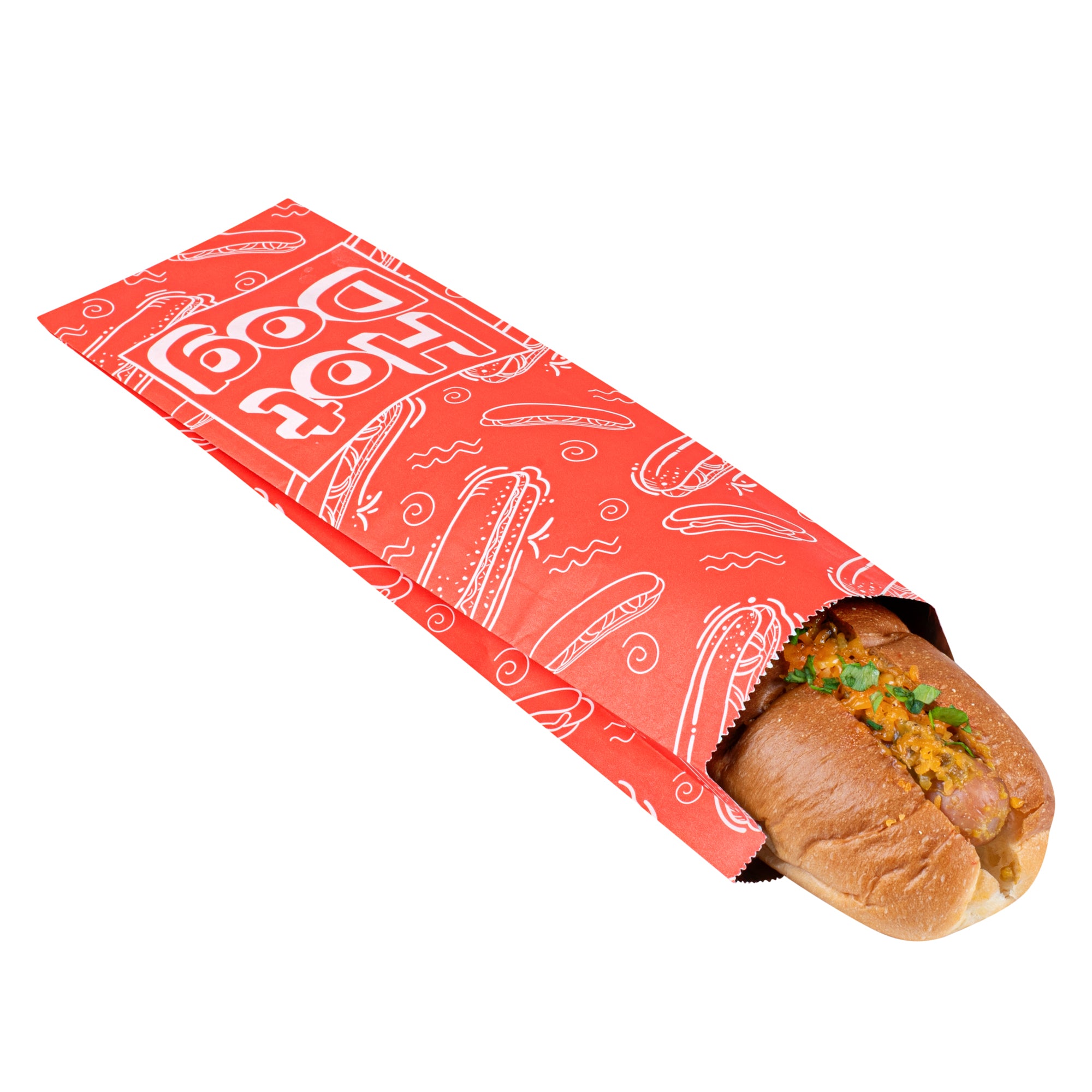 Premium Red Printed Hot Dog Foil Bags - 3.75