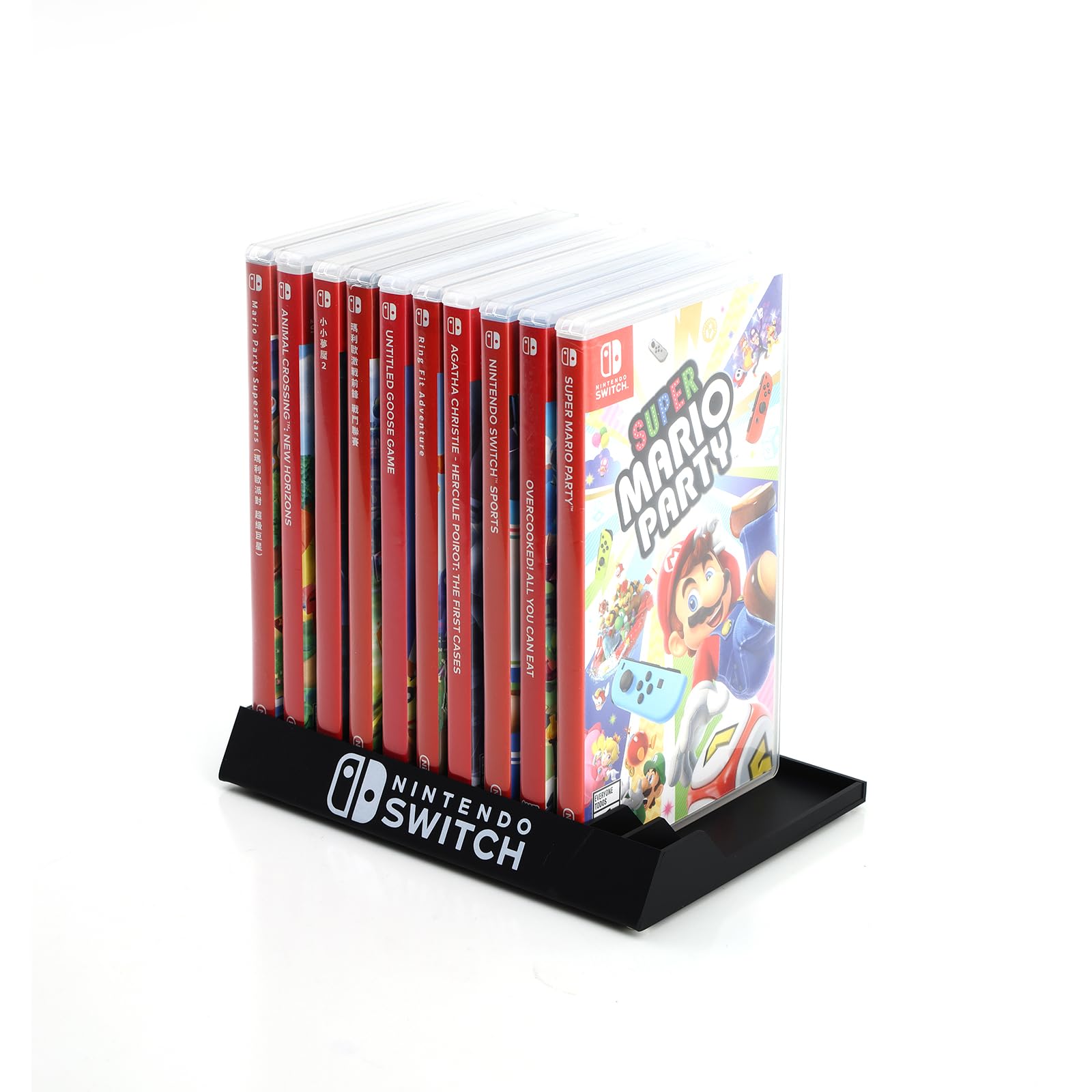 Nintendo Switch Game Holder - 12-Slot Game Case Organizer with Stand & Brackets for Switch Games, Cards, and Disks - Black - Perfect for Gaming Setup and Storage Organization