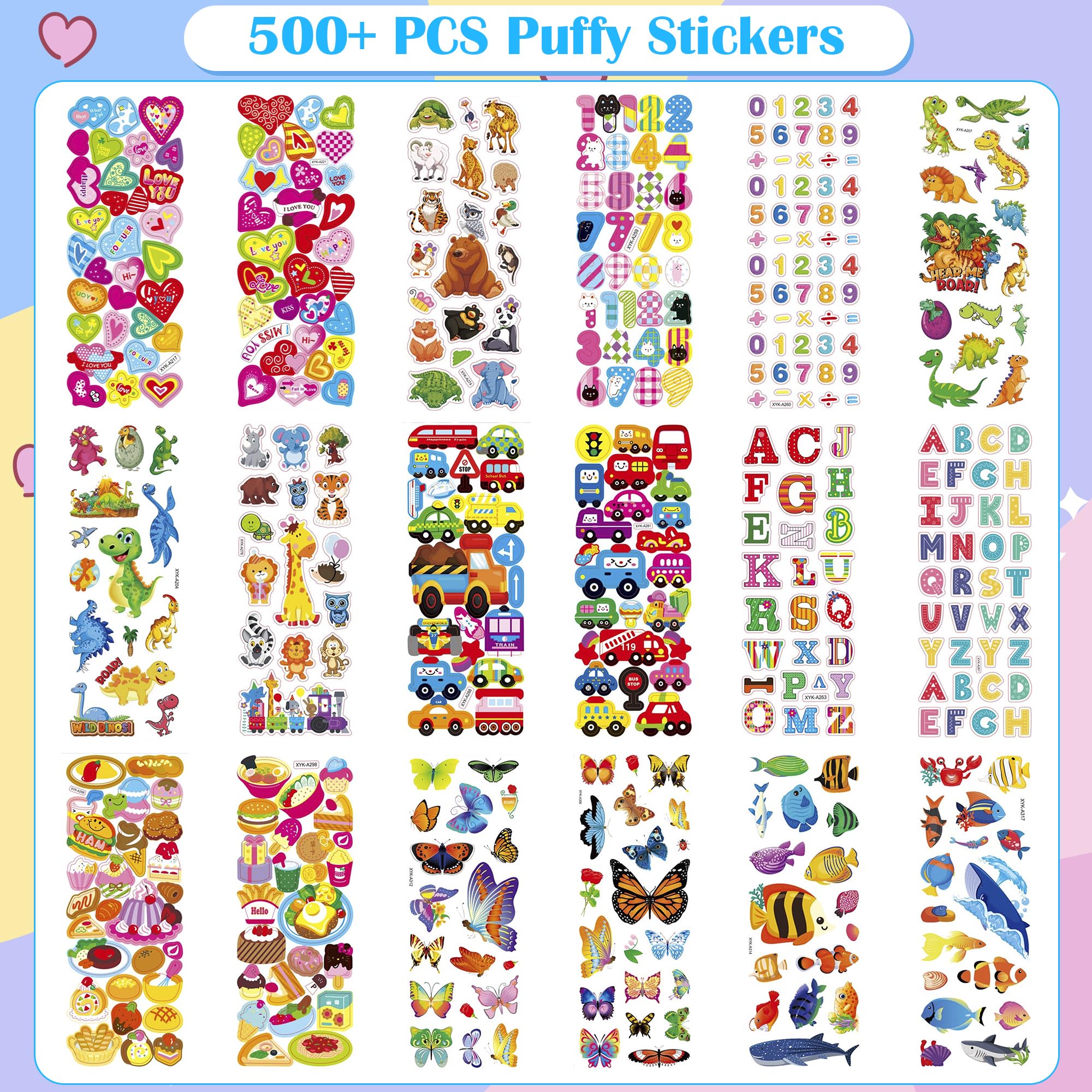 500+ Cute Easter Stickers for Kids - 3D Puffy Stickers Pack for Toddlers 2-4 Years Old | Easter Basket Essentials, Party Favors & Birthday Gifts for Boys Girls | Preppy Aesthetic School & Craft Supplies for Scrapbooking, DIY Projects & Easter Celebrations