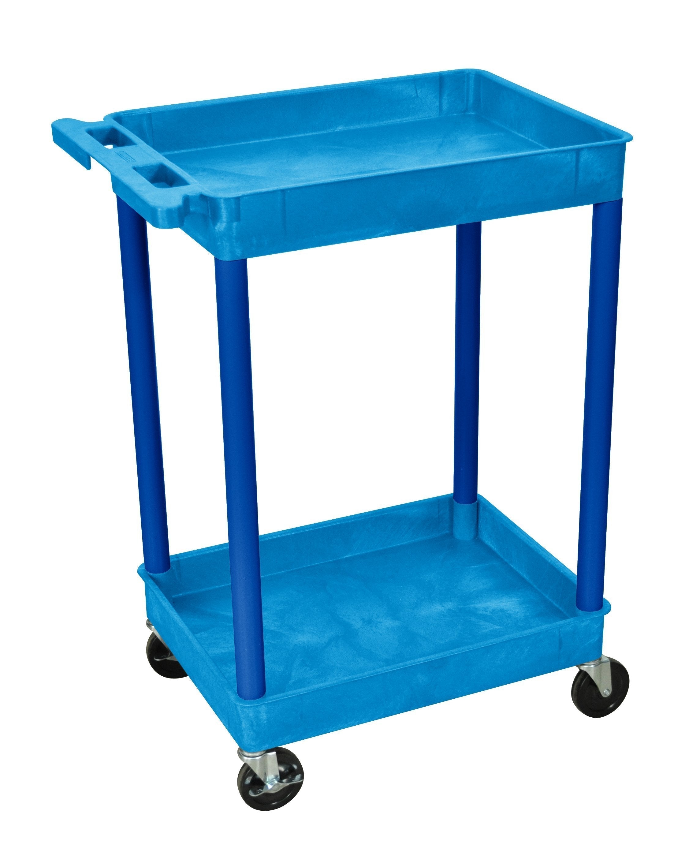 Luxor Blue 2-Shelf Rolling Utility Cart - Heavy Duty Metal Storage Organizer for Bathroom, Kitchen, Office or Laundry Room - Perfect for Organizing Cleaning Supplies, Towels and Household Items