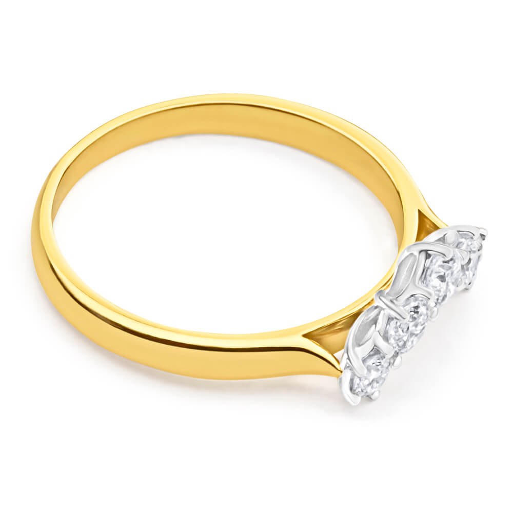 18ct Yellow Gold & White Gold 'Anise' Diamond Ring - 0.25 Carat Sparkling Bridal Jewelry for Engagement, Wedding & Anniversary Gifts