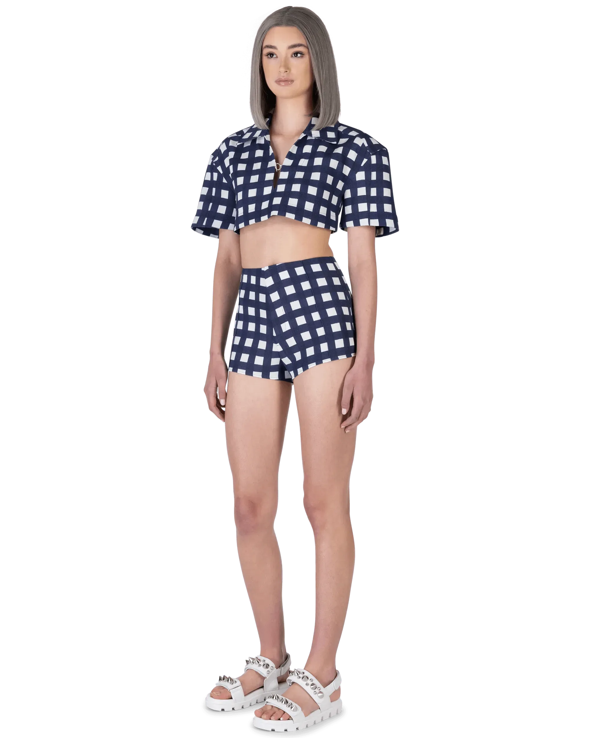 Bebi Check Cropped Top for Women - Stylish Summer Tops, Casual & Party Wear, Fashion Crop Tops for Outfits | Perfect for Beach, Vacation, Date Night & Street Style