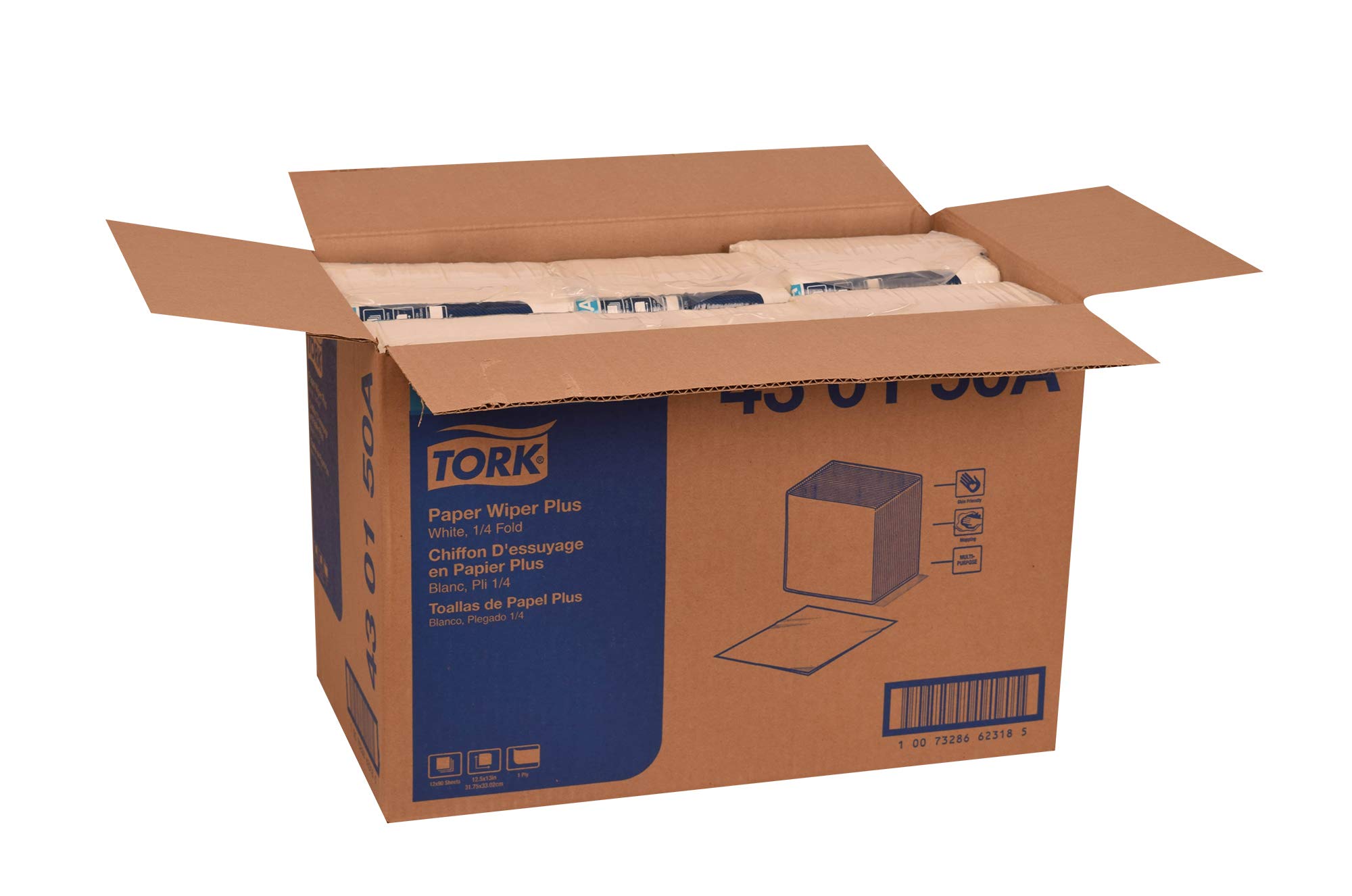 Tork Paper Wiper Plus White Self Dispensing Roll - 1/4 Fold Commercial Paper Towels (430150A) for Kitchen, Restaurants & Office Cleaning