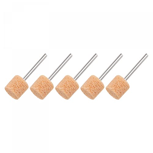 uxcell 5 Pcs 1500 Grit Nylon Fiber Mounted Point Grinding Head, 14mm Diameter Cylindrical Polishing Wheels for Rotary Tools - Perfect for Metal, Wood & Jewelry Finishing