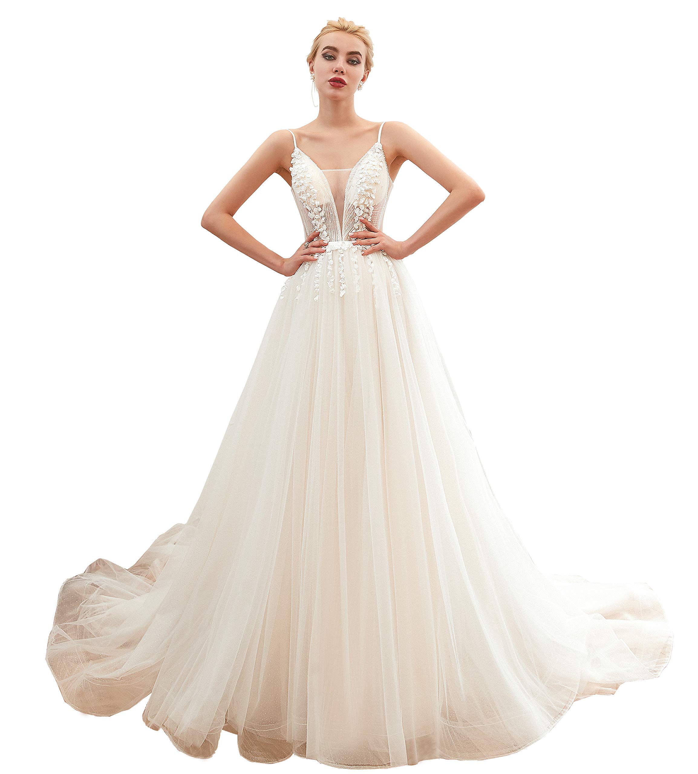 Elegant Beaded Tulle Wedding Dress for Women - Perfect for Beach Weddings, Bridal Showers & Romantic Ceremonies