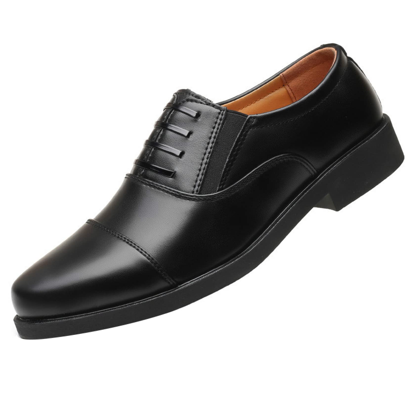 Men's Classic Dress Shoes - Slip On Oxfords for Office & Formal Wear | Breathable PU Leather | Black | Perfect for Business, Parties & Casual Outings