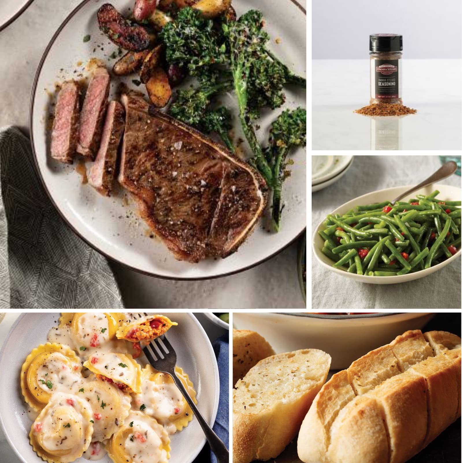 Omaha Steaks Gourmet Dinner for 2 - Premium New York Strip Steaks, Lobster Ravioli, Buttered Green Beans & Garlic Baguettes | Perfect for Romantic Dinners, Anniversaries & Special Occasions | Serves 2-4