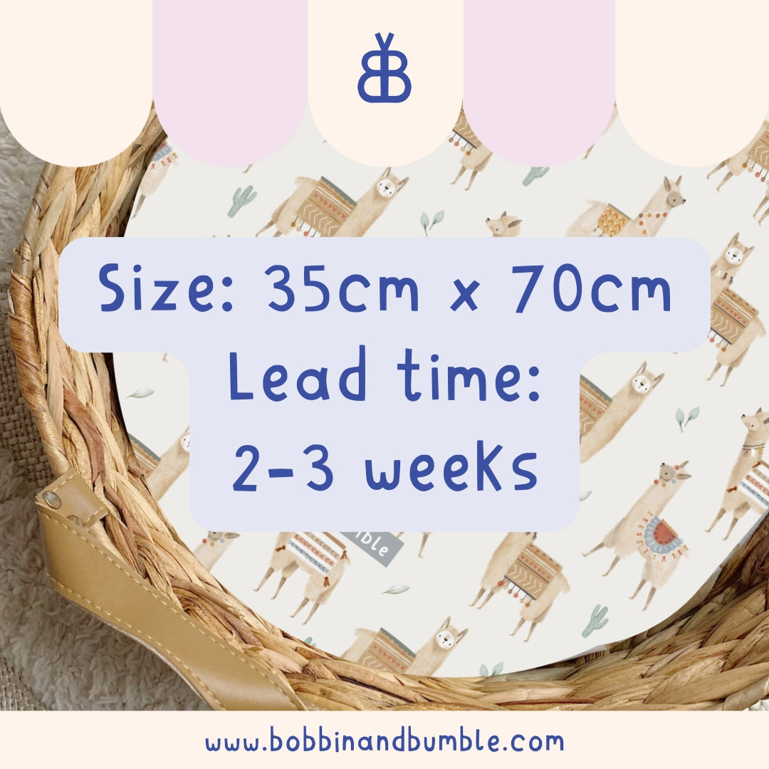 Alpaca Print PVC Changing Basket Liner - Waterproof & Washable Baby Changing Pad Cover | Bobbin and Bumble | Perfect for Nursery, Diaper Bags & Travel