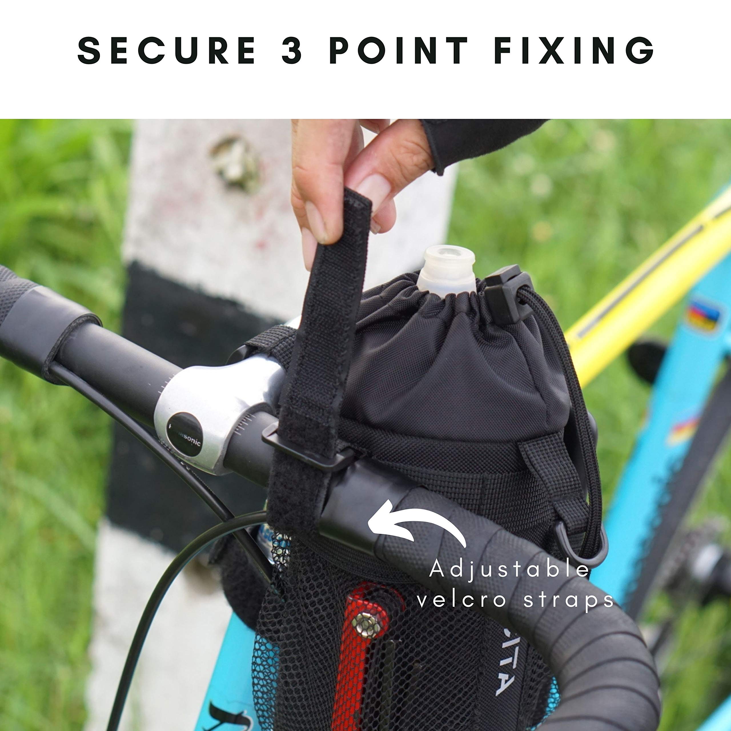 **Insulated Bike Water Bottle Holder & Stem Bag - Handlebar Attachment for Mountain Bikes, Road Bicycles & Strollers - Perfect for Cycling, Hiking & Outdoor Adventures**