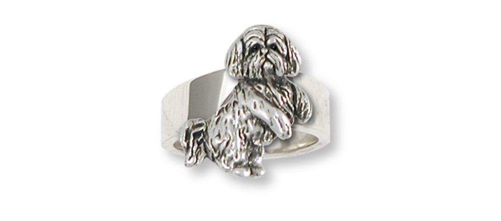Handmade Sterling Silver Shih Tzu Dog Ring - SZ20-R | Elegant Pet Lover Jewelry for Women, Perfect Gift for Dog Owners & Shih Tzu Enthusiasts