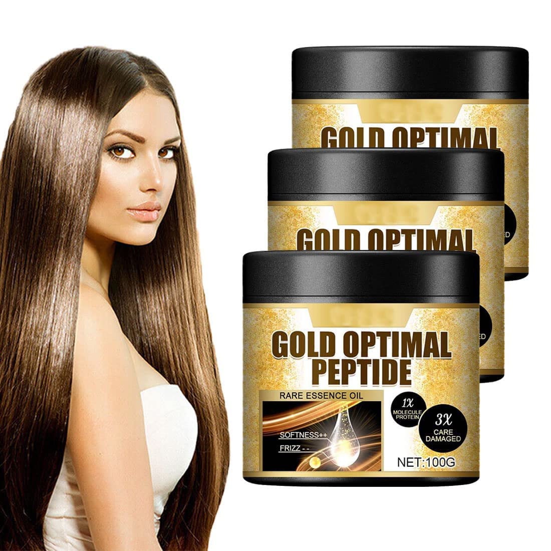 BIERDAN Gold Peptide Hair Mask - Protein Hair Treatment for Dry, Frizzy Hair - Deep Conditioning & Repair for Damaged Scalp - Natural Hair Care Solution for Smooth & Shiny Hair - Perfect for Salon-Quality Treatment at Home