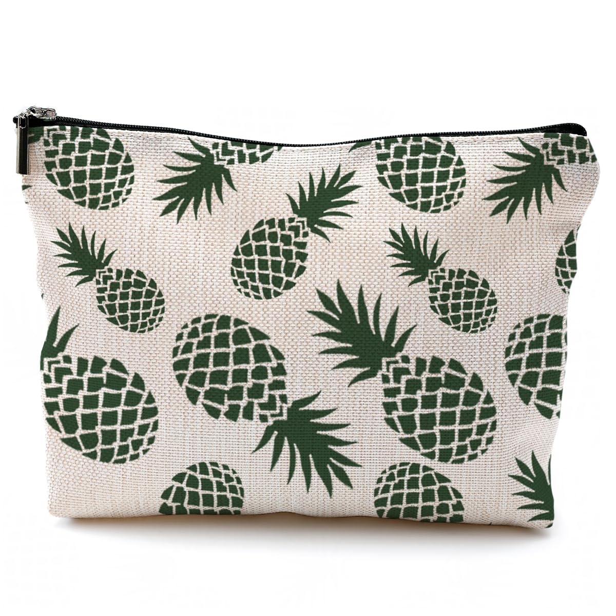 Stylish Green Pineapple Makeup Bag for Women - Summer Cosmetic & Toiletry Pouch - Perfect Pineapple Gift for Fruit Lovers - Great for Travel, Beach Trips & Everyday Use