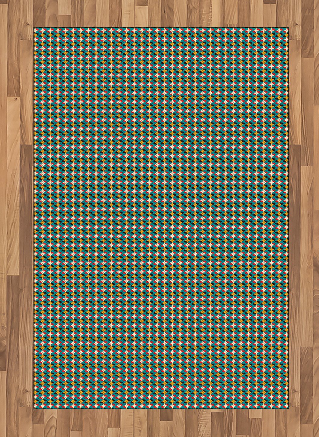 Ambesonne Retro Abstract Wavy Line Pattern Area Rug, Colorful Curvy Shapes Flat Woven Accent Rug for Living Room, Bedroom & Dining Room - 4' x 5' 7