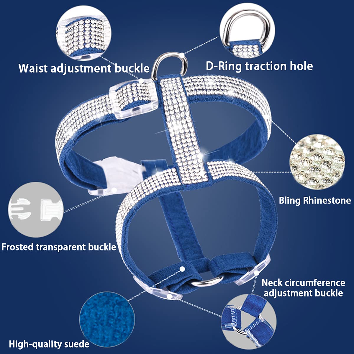 Sparkling Rhinestone Pet Harness - Adjustable Dog & Cat Vest for Small Pets (Size M, Light Green) | Perfect for Walking, Outdoor Adventures & Fashion Styling