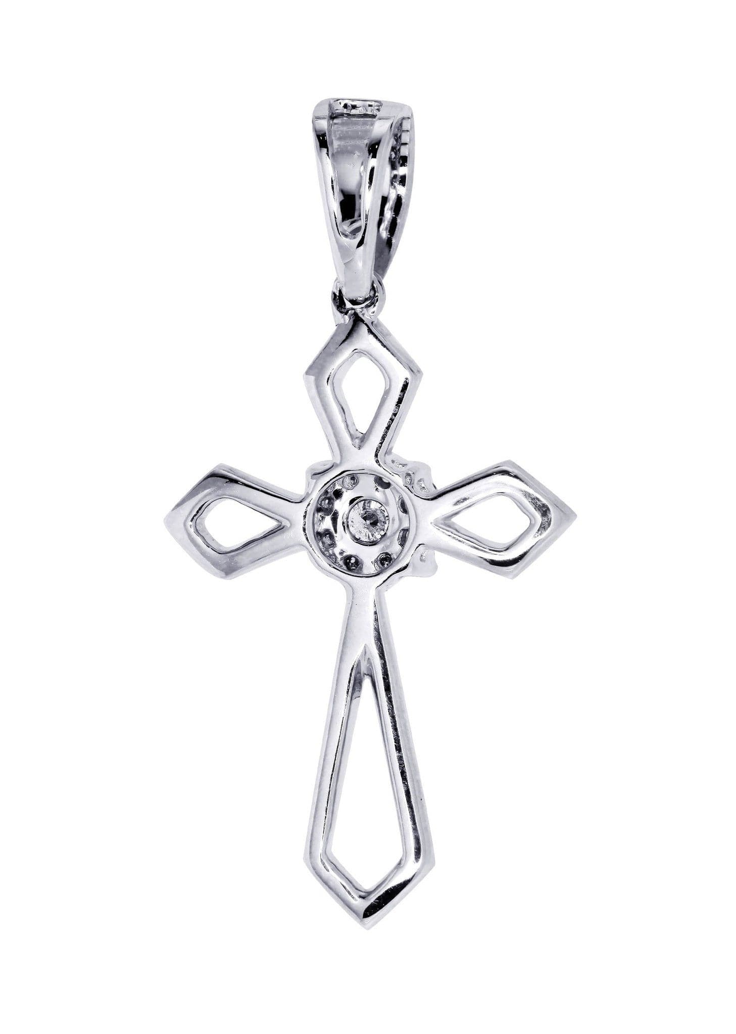 0.43 Carat Diamond Cross Pendant Necklace - 1.83 Grams 14K White Gold Religious Jewelry for Women - Perfect for Baptism, First Communion & Everyday Elegance