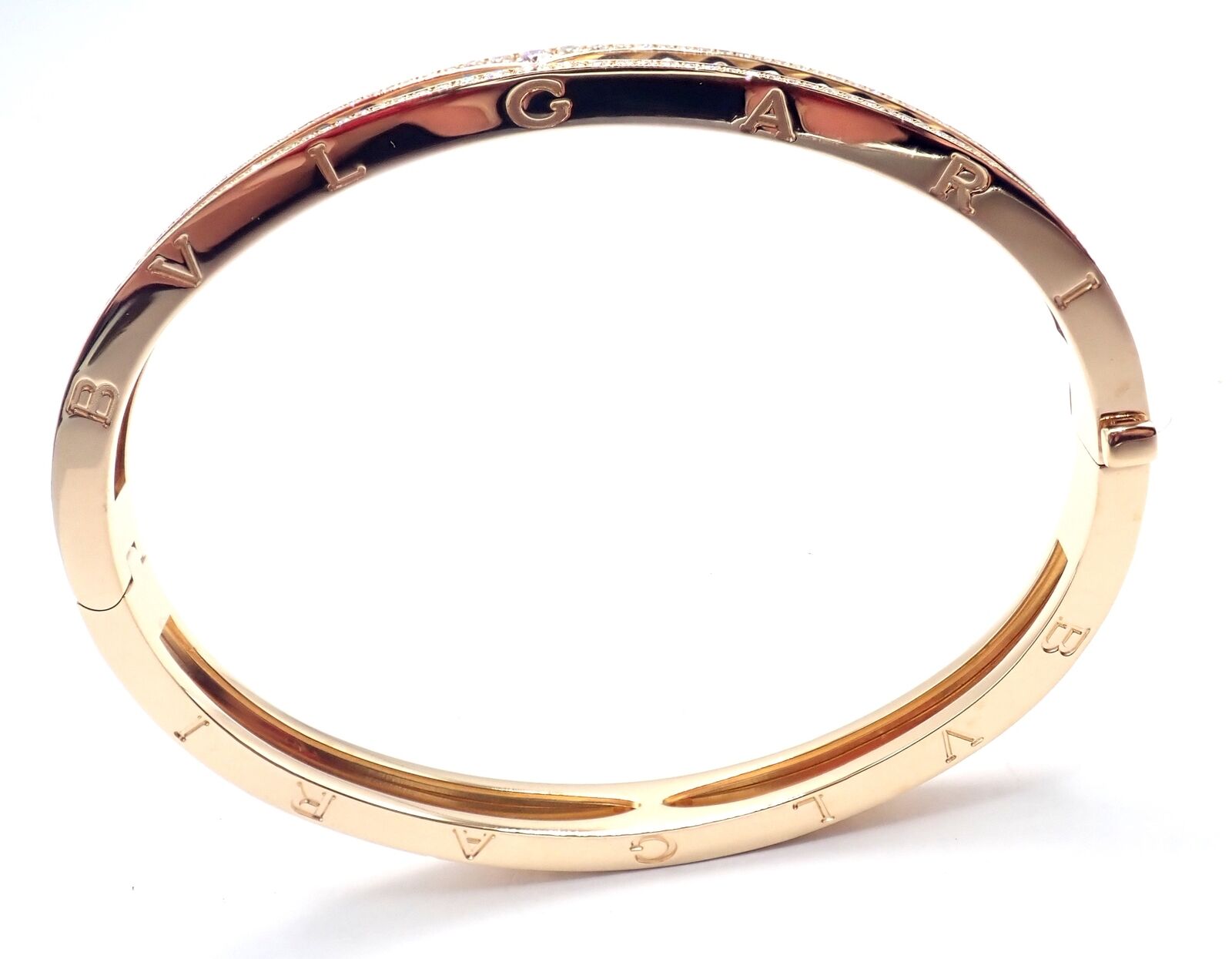 Authentic Bulgari B.Zero1 Rock 18K Yellow Gold Diamond Bangle Bracelet - Luxury Jewelry for Women, Perfect for Weddings, Anniversaries & Special Occasions