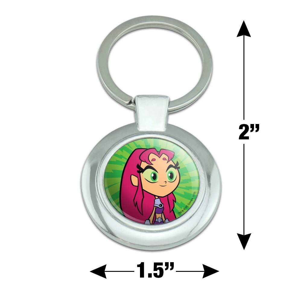 Teen Titans Go! Starfire Keychain - Round Chrome Plated Metal Key Ring - Perfect for Backpacks, Gifts & Superhero Fans
