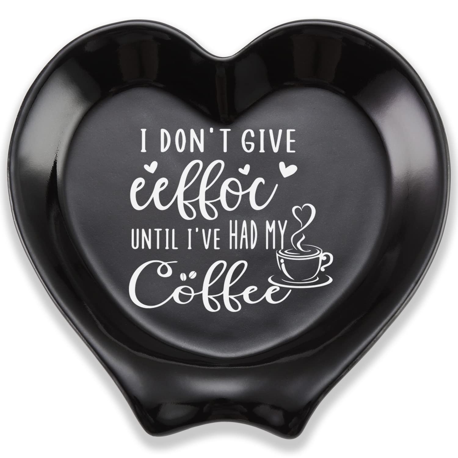 Heart-Shaped Ceramic Coffee Spoon Rest - Cute Coffee Spoon Holder for Coffee Bar & Table Decor - Funny Coffee Quote Gift for Women, Men, Sisters & Girlfriends - Perfect for Home, Office & Coffee Shops