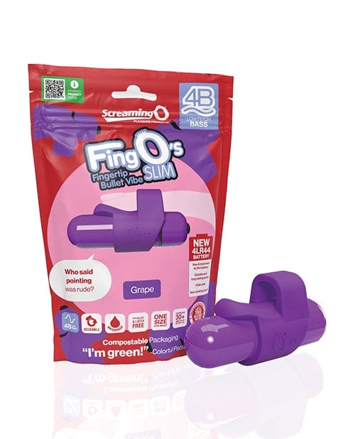 Screaming O 4B FingO Slim Vibrating Finger Massager - Grape Flavor for Sensual Pleasure & Relaxation | Perfect for Couples & Solo Play