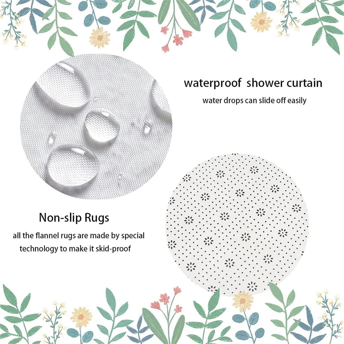 Elegant Rose Bathroom Set - Waterproof Shower Curtain with Non-Slip Rugs, Bath Mat & Toilet Cover | 12 Sturdy Hooks Included | Modern Bathroom Decor for Home, Apartment & Guest Bath