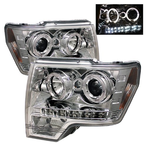 LED Halo Headlights for Ford F150 2009-2014 - Chrome/Clear Lens Projector Headlights - Upgrade Your Truck Lighting for Night Driving & Off-Road Adventures