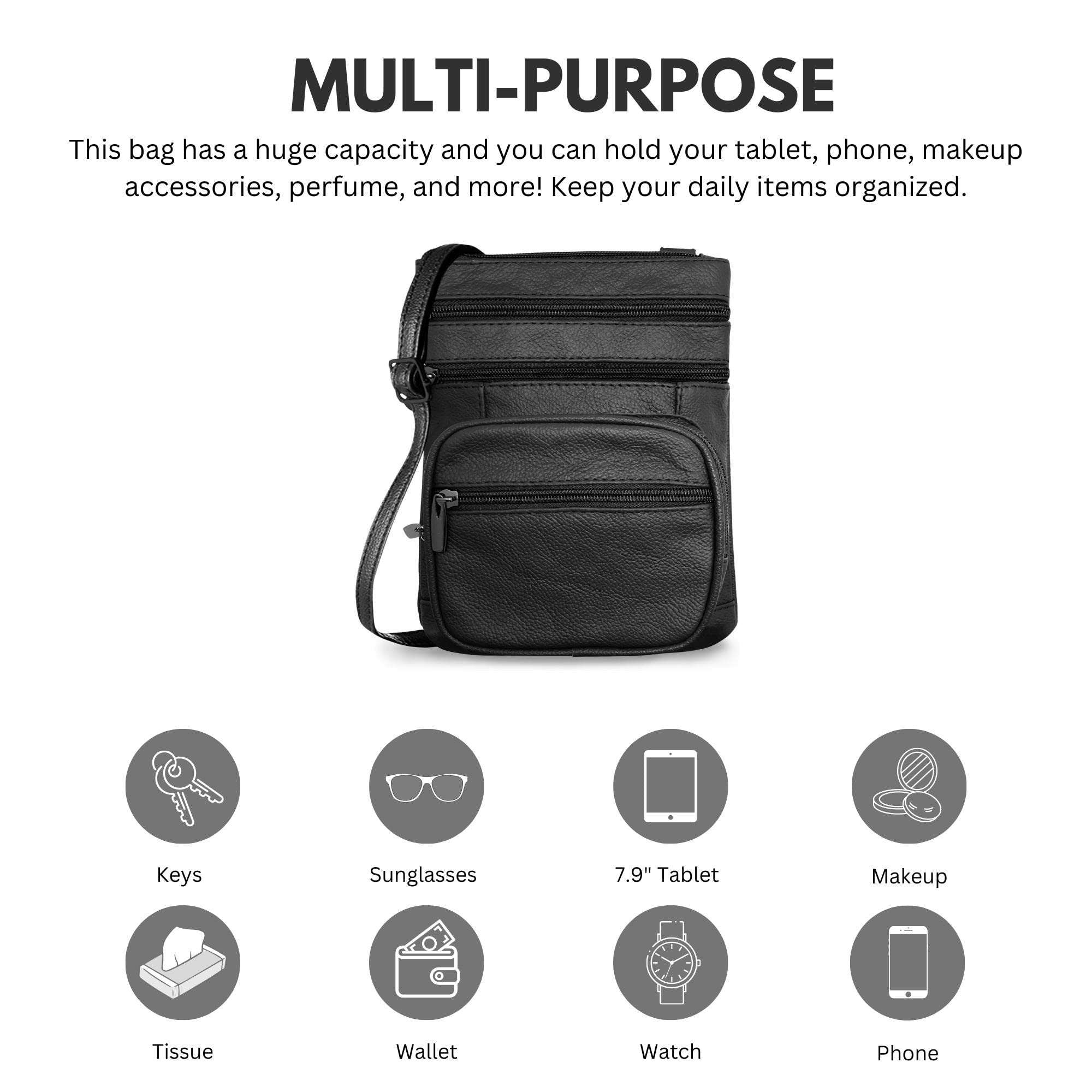 Genuine Leather Crossbody Bag for Women - Soft Shoulder Sling Purse & Handbag | Perfect for Work, Travel & Everyday Use