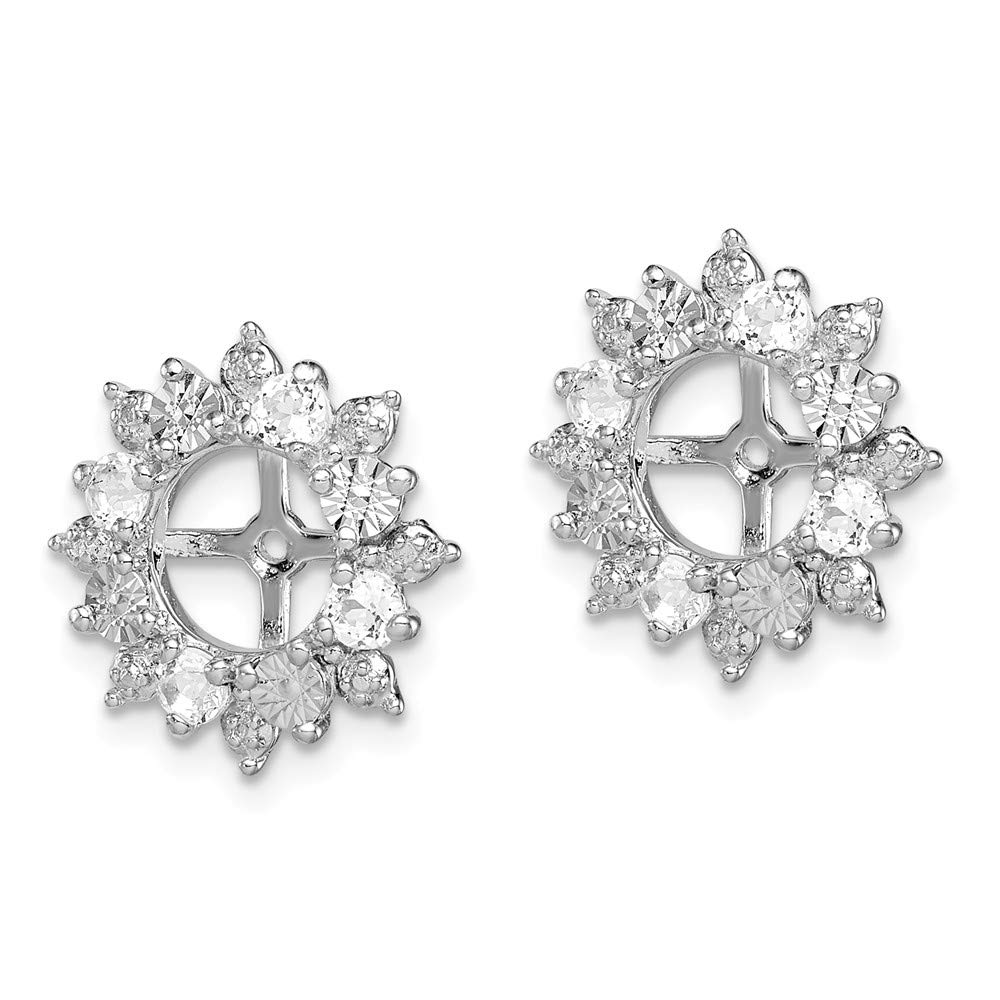 925 Sterling Silver Rhodium Plated White Topaz Earring Jackets – Elegant Stud Enhancers for Parties & Weddings