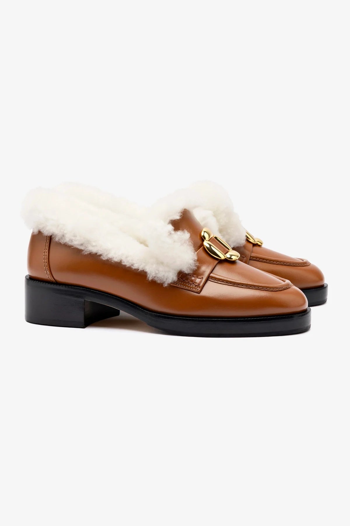 Bobbie Loafer Shoes for Women - Genuine Caramel Leather & Natural Shearling Insoles - Comfortable Slip-On Loafers for Work, Office & Casual Wear