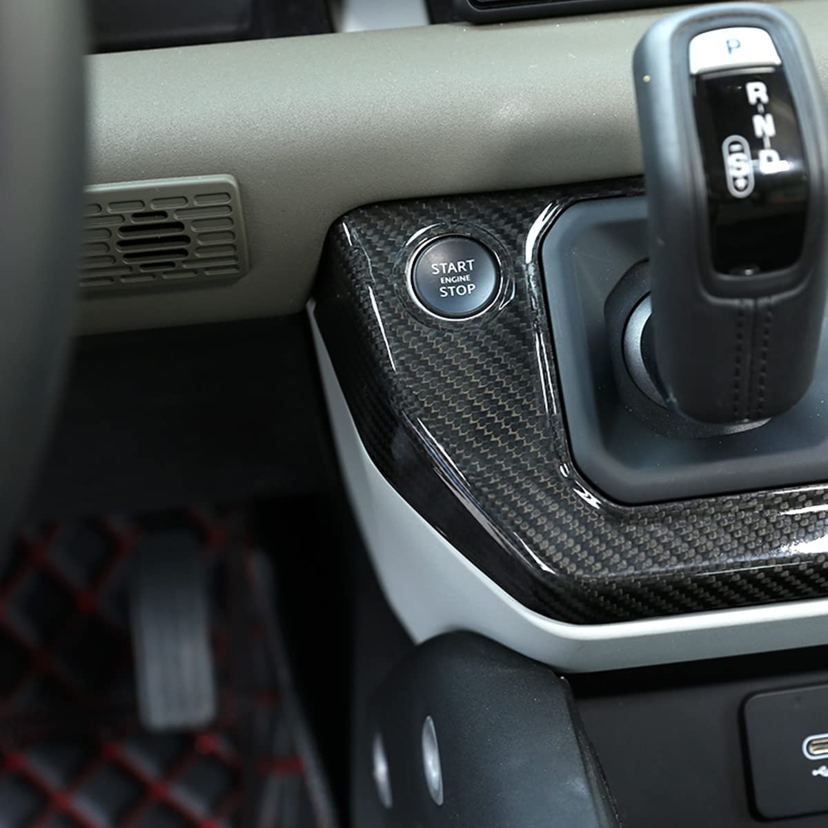 Land Rover Defender 110 2020-2021 Center AC Mode Button Frame Cover - Genuine Carbon Fiber Interior Trim | Upgrade Your Car's Dashboard Style for Off-Road Adventures & Luxury Driving Experience