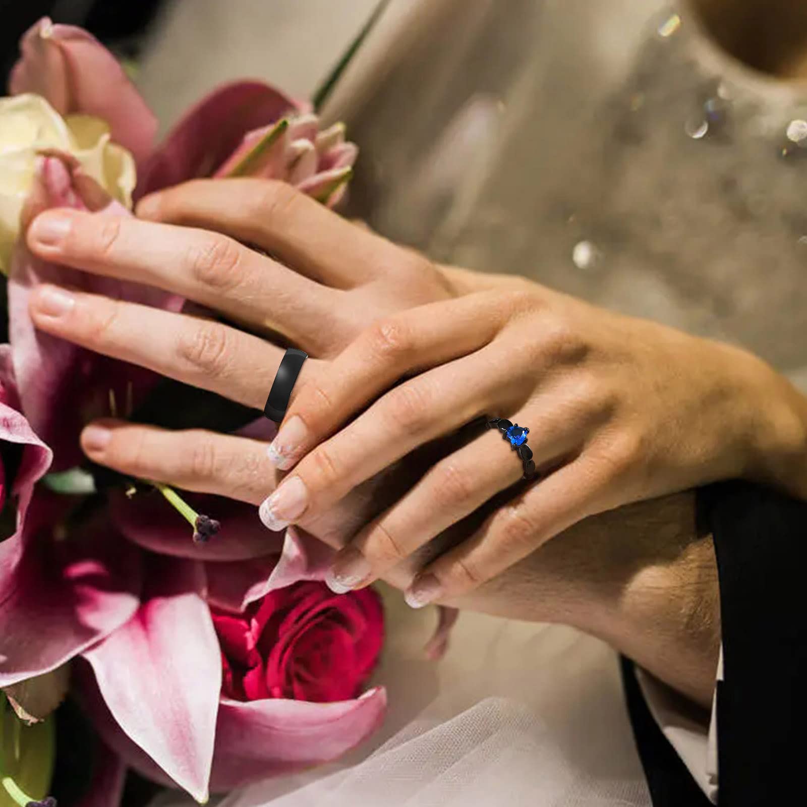 VNOX 2-Piece Custom Couple Rings Set - His & Hers Stainless Steel Promise Rings, Wedding Bands & Engagement Rings for Men & Women | Perfect for Anniversaries, Valentine's Day & Romantic Gifts