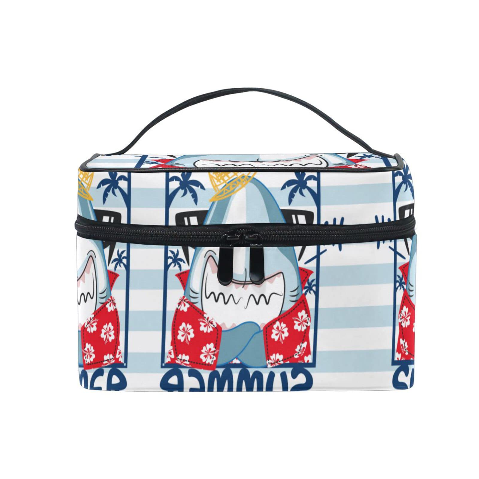 Cute Shark Cosmetic Bag - Waterproof Makeup Pouch & Toiletry Organizer for Women & Girls | Travel, Gym, Beach Essentials Storage | Summer Cool Zippered Case