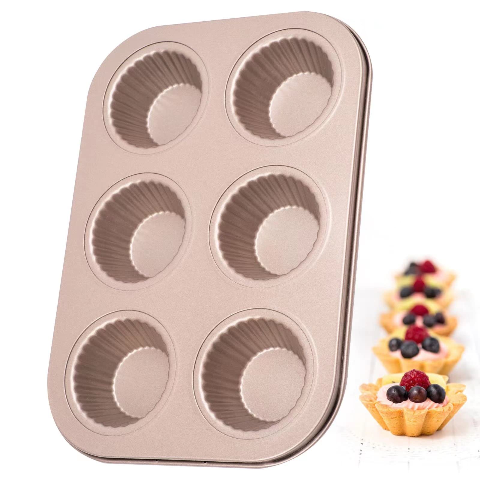 Non-Stick Mini Tart Pan Set - 12 Pack Carbon Steel Tartlet Pans for Baking Pies, Muffins, Cupcakes - Perfect for Toaster Oven & Home Baking - Great for Holiday Desserts, Party Treats & Gift Giving