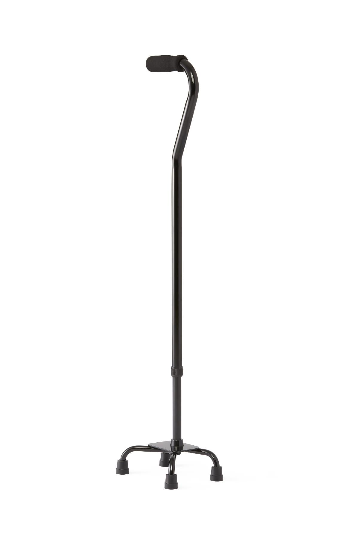 Lightweight Small Base Quad Cane in Black - Single Mobility Cane for Seniors & Adults - Ideal for Indoor/Outdoor Walking Support & Stability