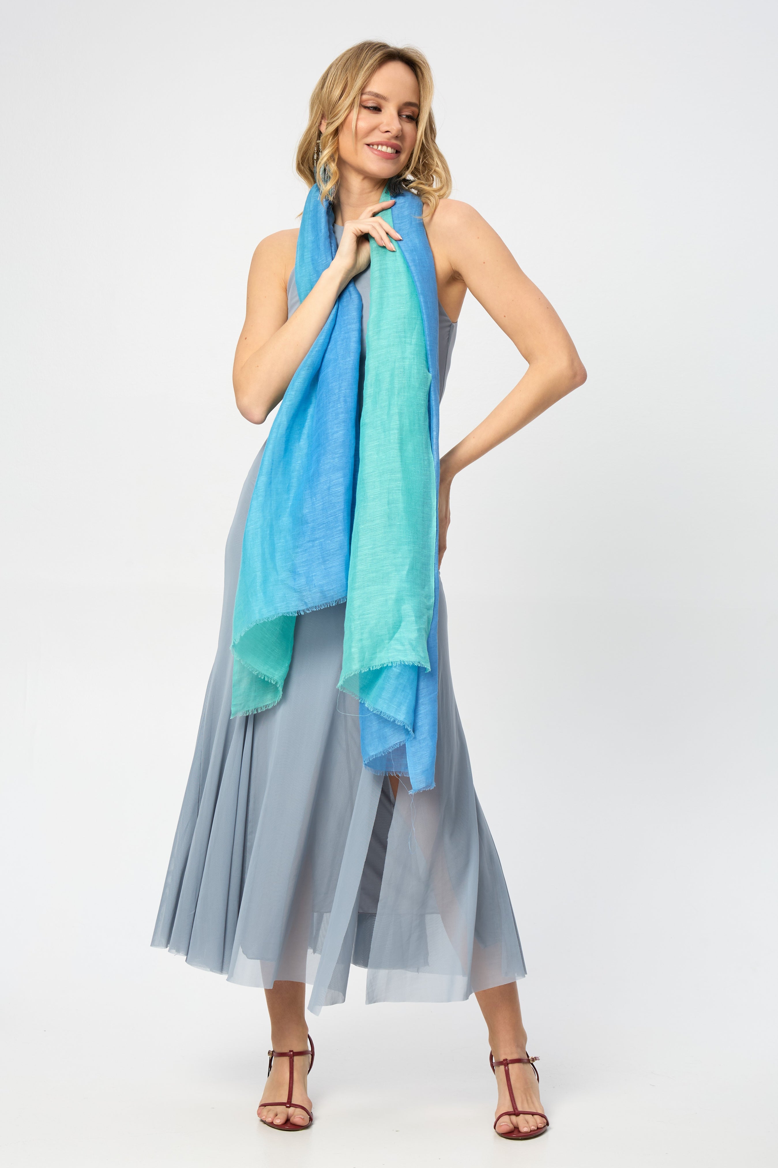 Stylish Linen Ombré Scarf - Lightweight Summer Fashion Accessory for Women - Perfect for Beach, Travel & Everyday Wear